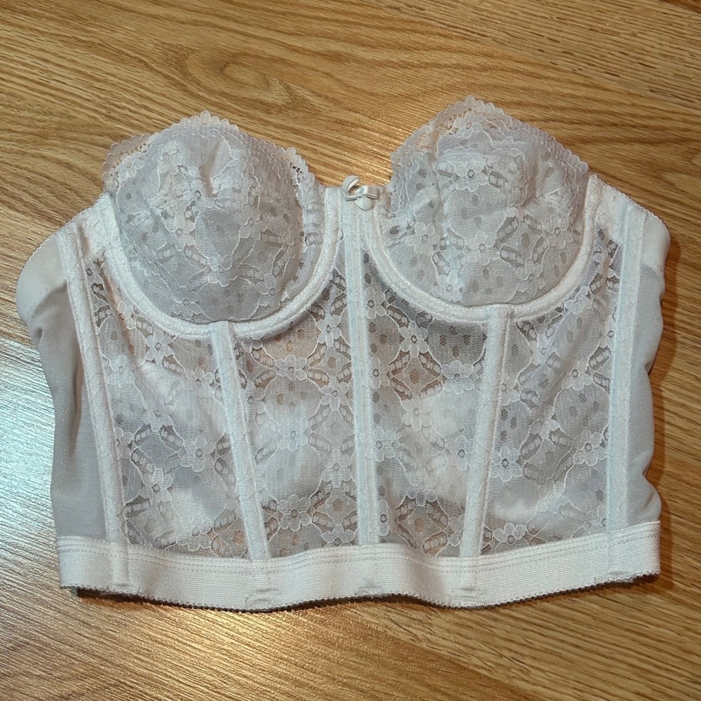 Vintage Gelmart White‎ Lace Bustier Corset Top Underwire 36B